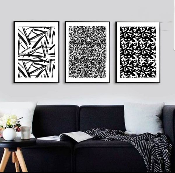 set of 3 frames of abstract art