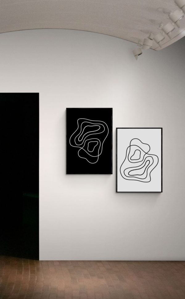 Abstract Wall Frames Pair BnW